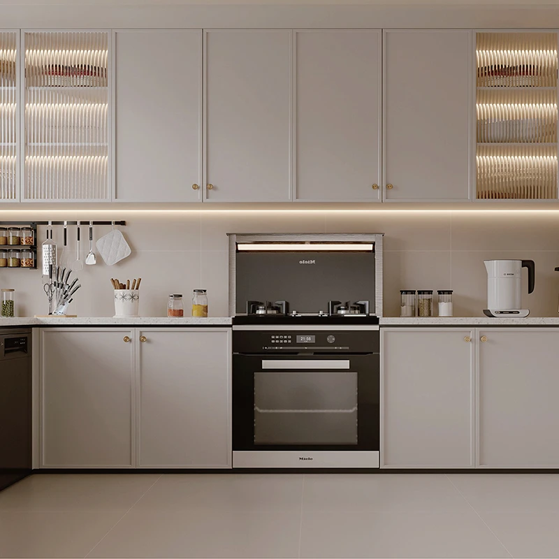 U Shaped Kitchen White Cabinet